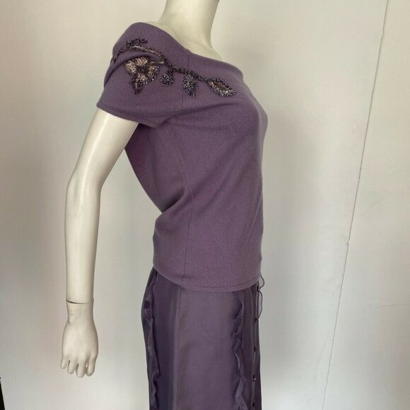 Heidi Weisel Purple Cashmere Silk Skirt and Top - Picture 8 of 12